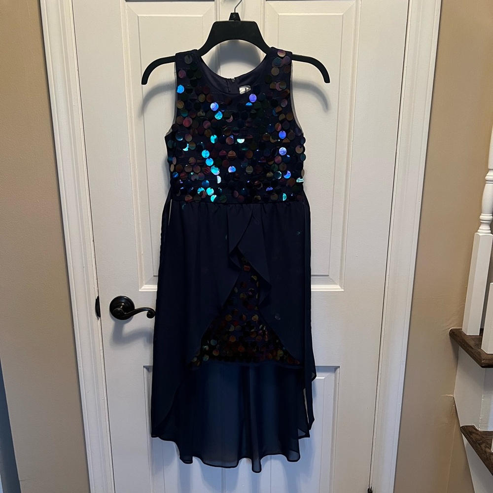 Rare Editions Navy Sequin Dress - Size 12